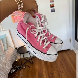 pink high top platform converse